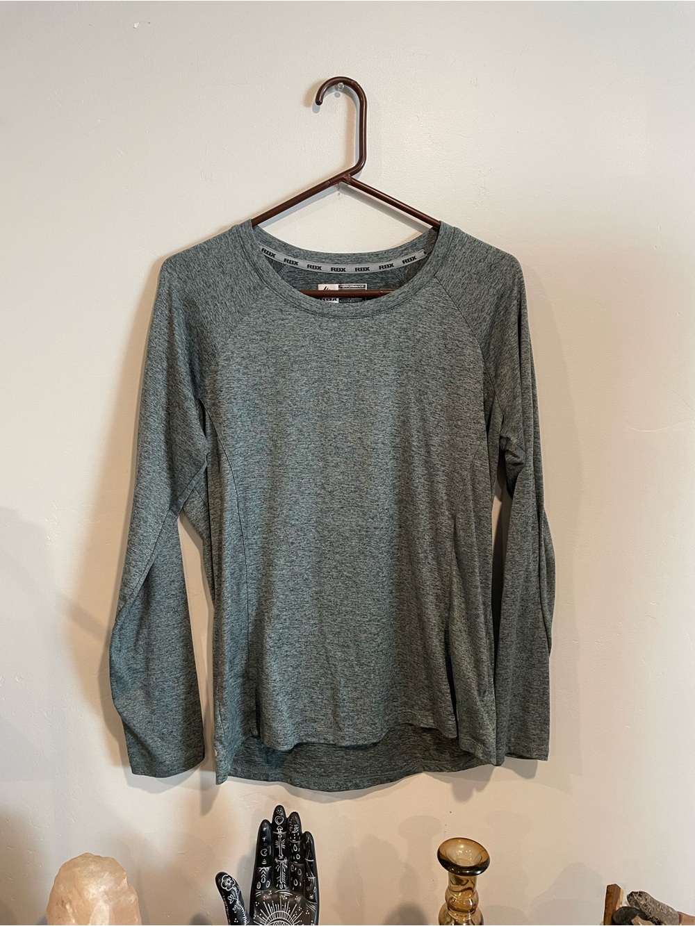 RBX Heather Gray Long Sleeve Crewneck Top